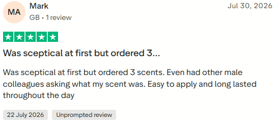 Customer testimonial on Trustpilot