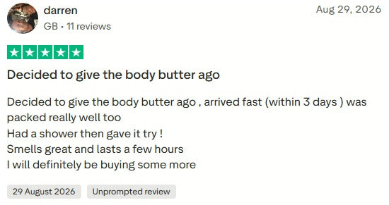 Customer testimonial on Trustpilot