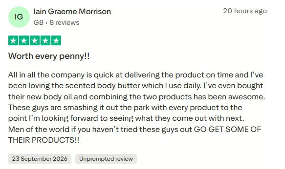Customer testimonial on Trustpilot