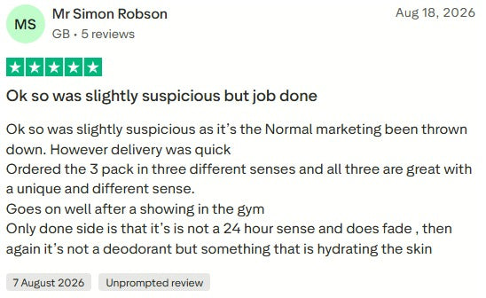 Customer testimonial on Trustpilot
